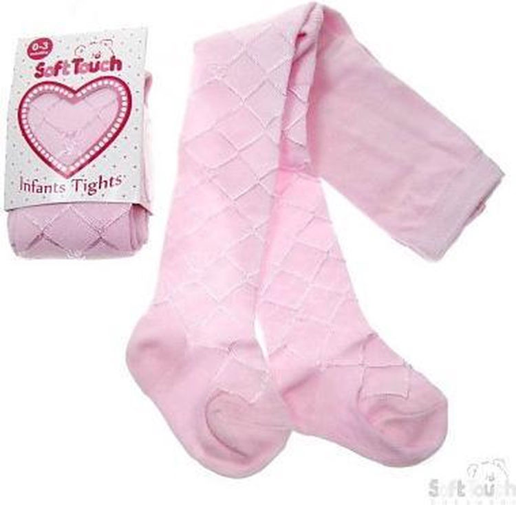 Picture of T35-Baby Girls Pink/WHITE Shiny Tights by Soft Touch